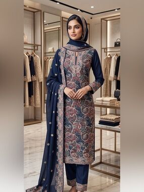 Indian Salwar Kameez - green color with Embroidery design
